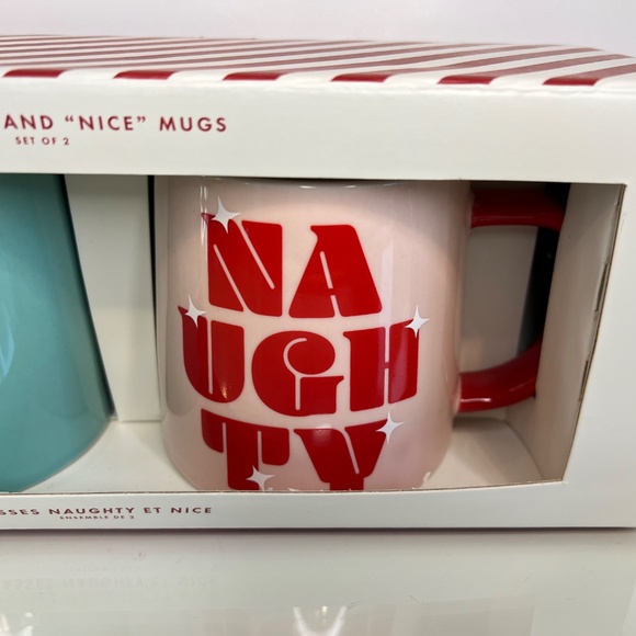 NEW Indigo NAUGHTY & NICE Christmas MUG GIFT SET OF TWO(2) ~ 14 oz - Picture 2 of 9